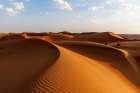 A desert landscape of wind sculpted and rippled sand dunes Wahiba Sands-Oman Art Print